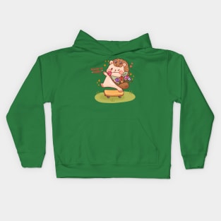 Hedgehog Brings Tulips Skateboarding in the Meadow Kids Hoodie